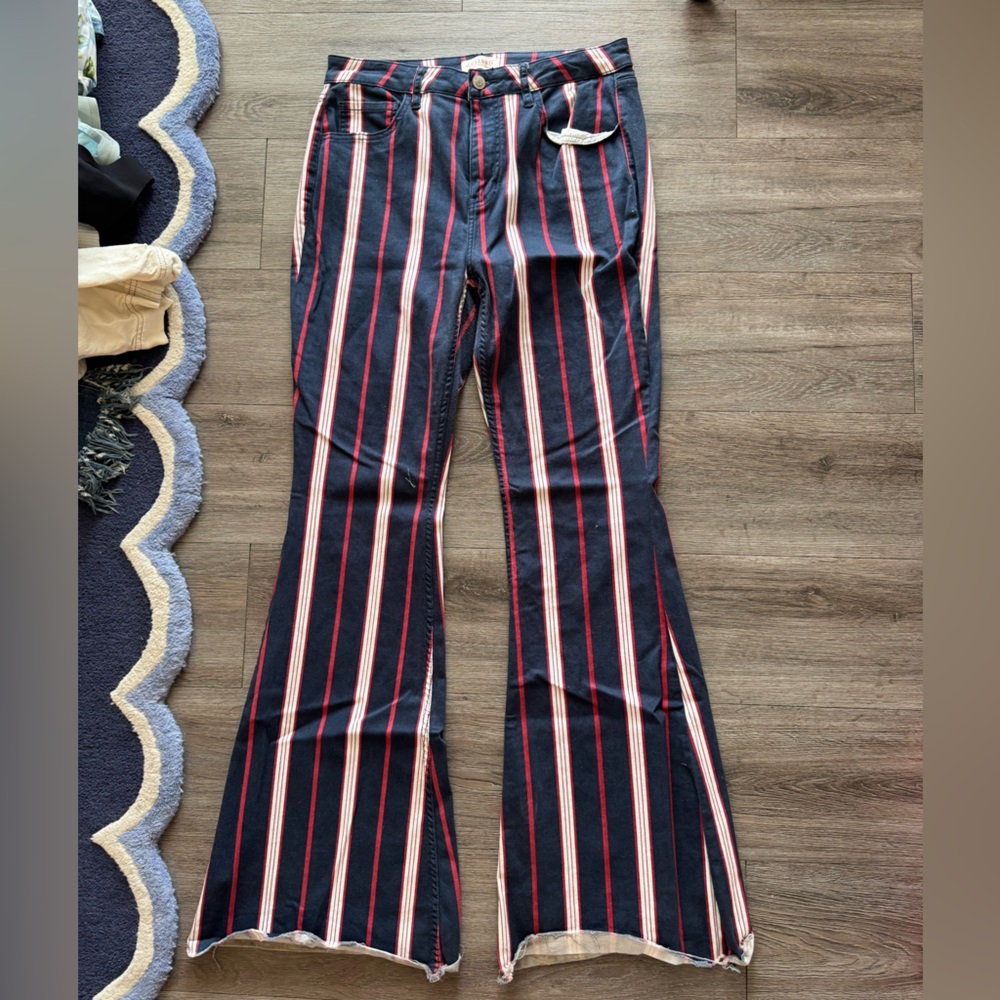 Shyanne Red and Navy Striped Pants
